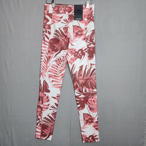 J. Lindeberg Zena Hibiscus Pink Print‎ Leggings Ladies Small NWT - Picture 3 of 10